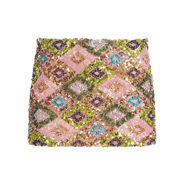 Damen eleganter Paillettensock mit geometrischem Design Skovae