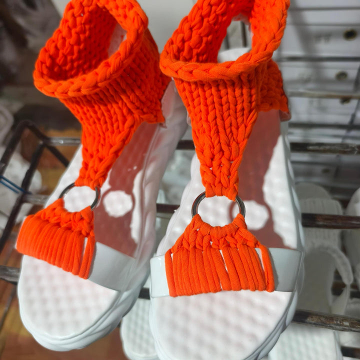 Dame nan håndvævede flettede plateau-sandaler med ergonomisk polstret sål Skovae