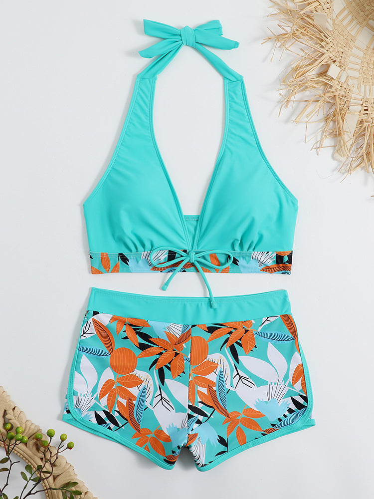 Dame Sporty bikini sæt med raffineret knude detalje og blomster mønster Stilla