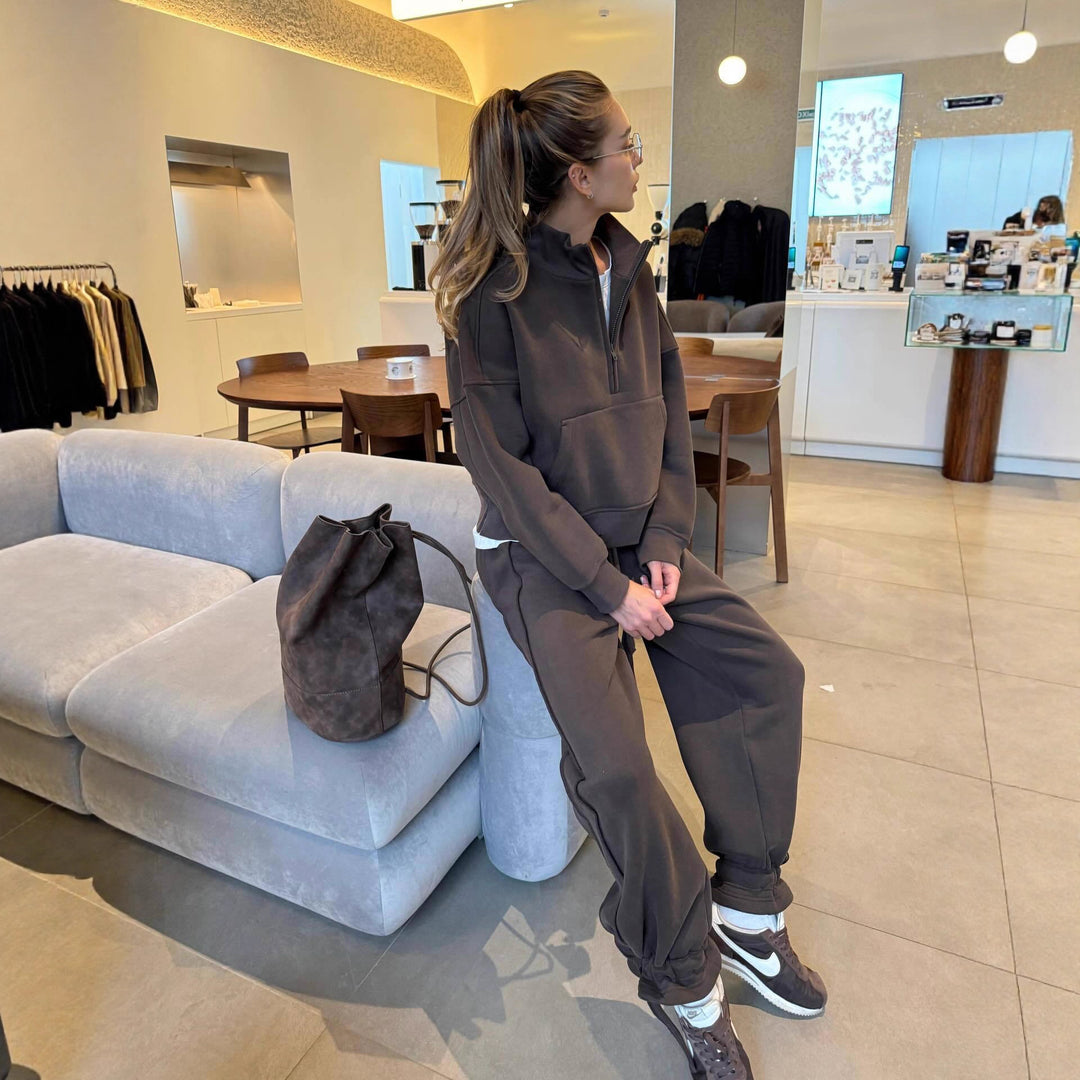 Kvinder Casual Oversized Lounge Sweatjakke og Joggingbuks Sæt Stilla