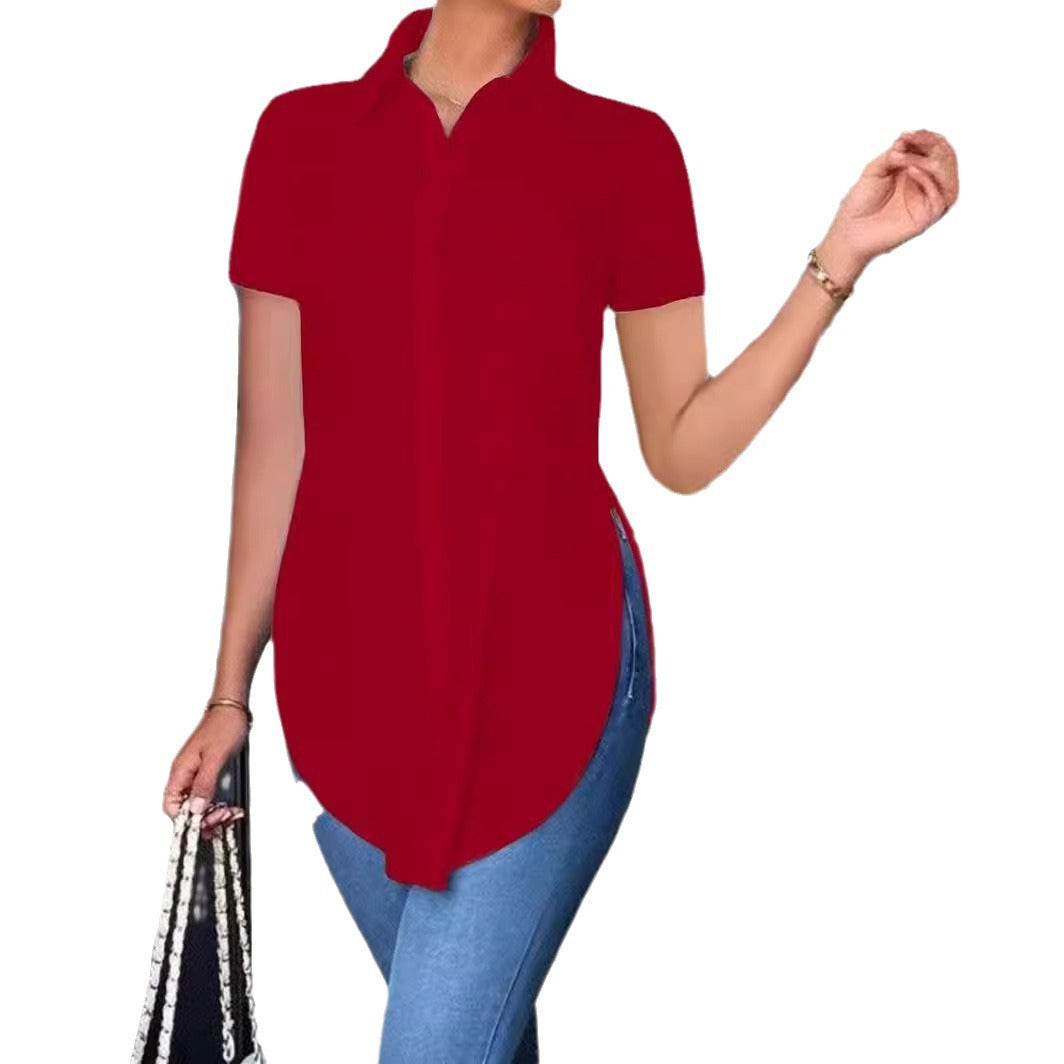 Dame Modisch Oversized-Skjorte med Sideslids Stilla