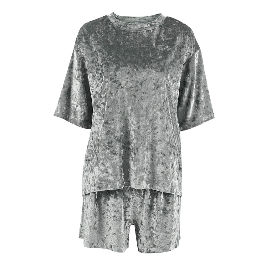 Dame fritids-loungewear-sæt i luksuriøs velour med casual pasform Stilla