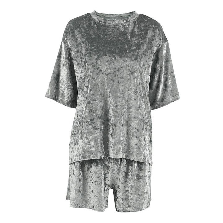 Dame fritids-loungewear-sæt i luksuriøs velour med casual pasform Stilla