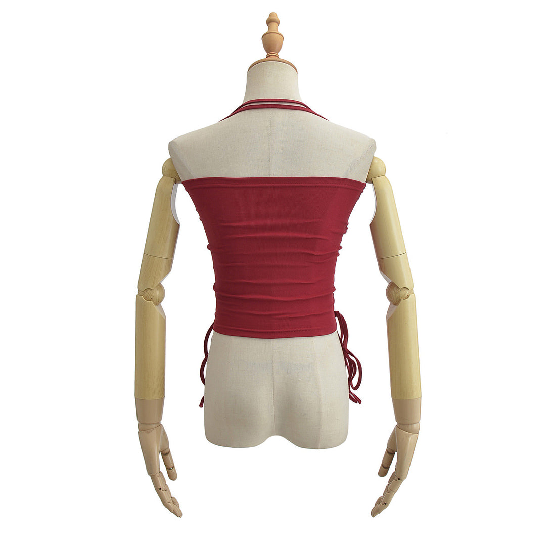 Dame Crop-Top med rynket design og justerbare stropper Stilla