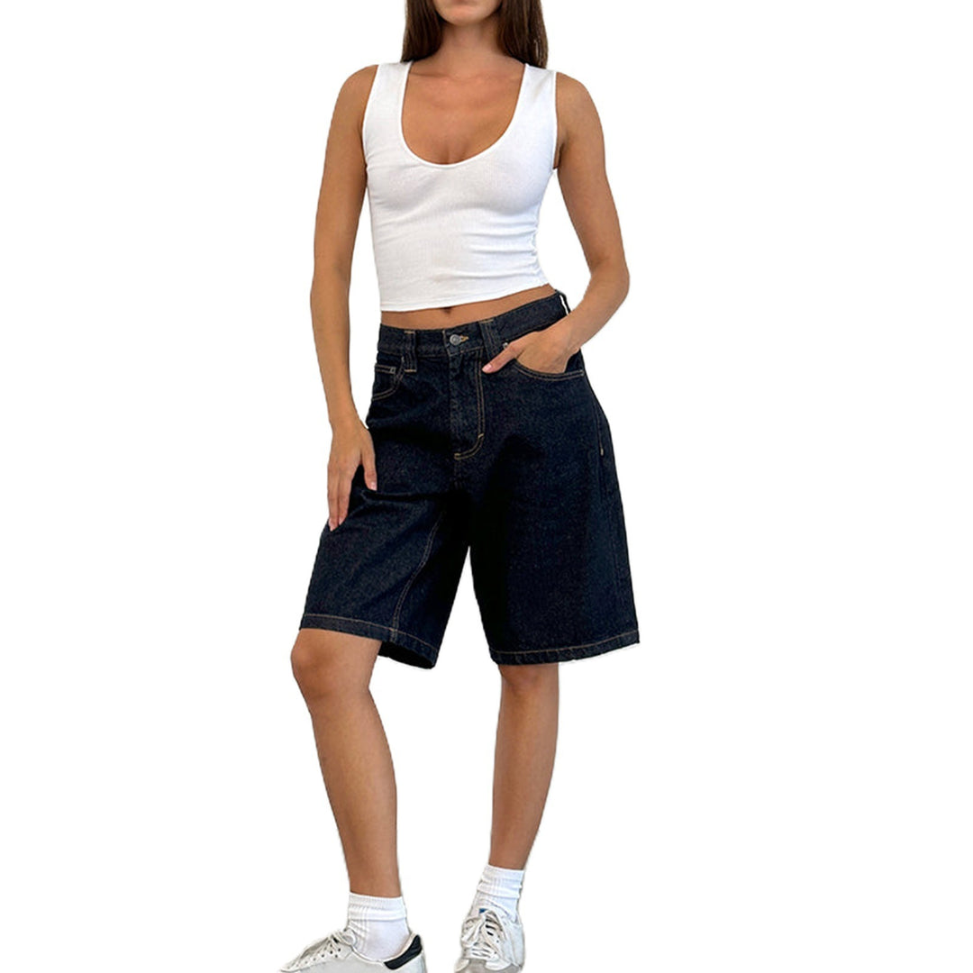 Dame Relaxed Fit Denim-Bermuda med høj talje Stilla
