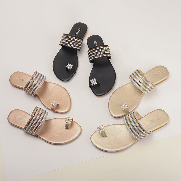 Dame elegante mules med luksuriøse perle- og rhinestones dekorationer Stilla