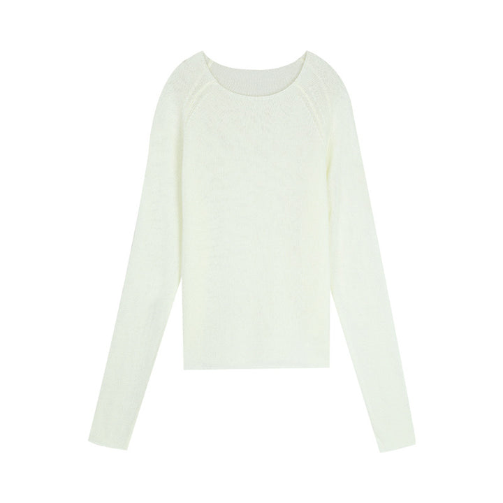 Dame elegant strikpullover med fin tekstur og rund halsudskæring Stilla
