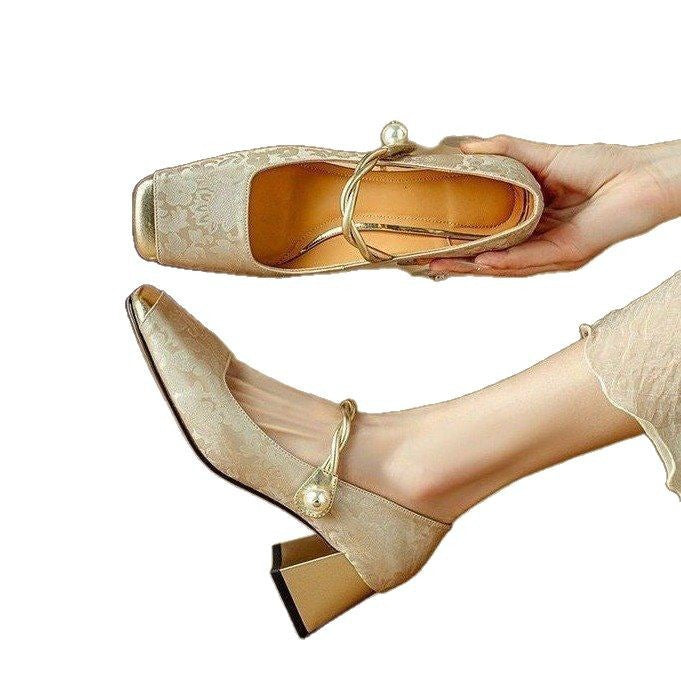 Dame elegante Mary Jane Pumps med buet remdesign og blokerende hæl Stilla