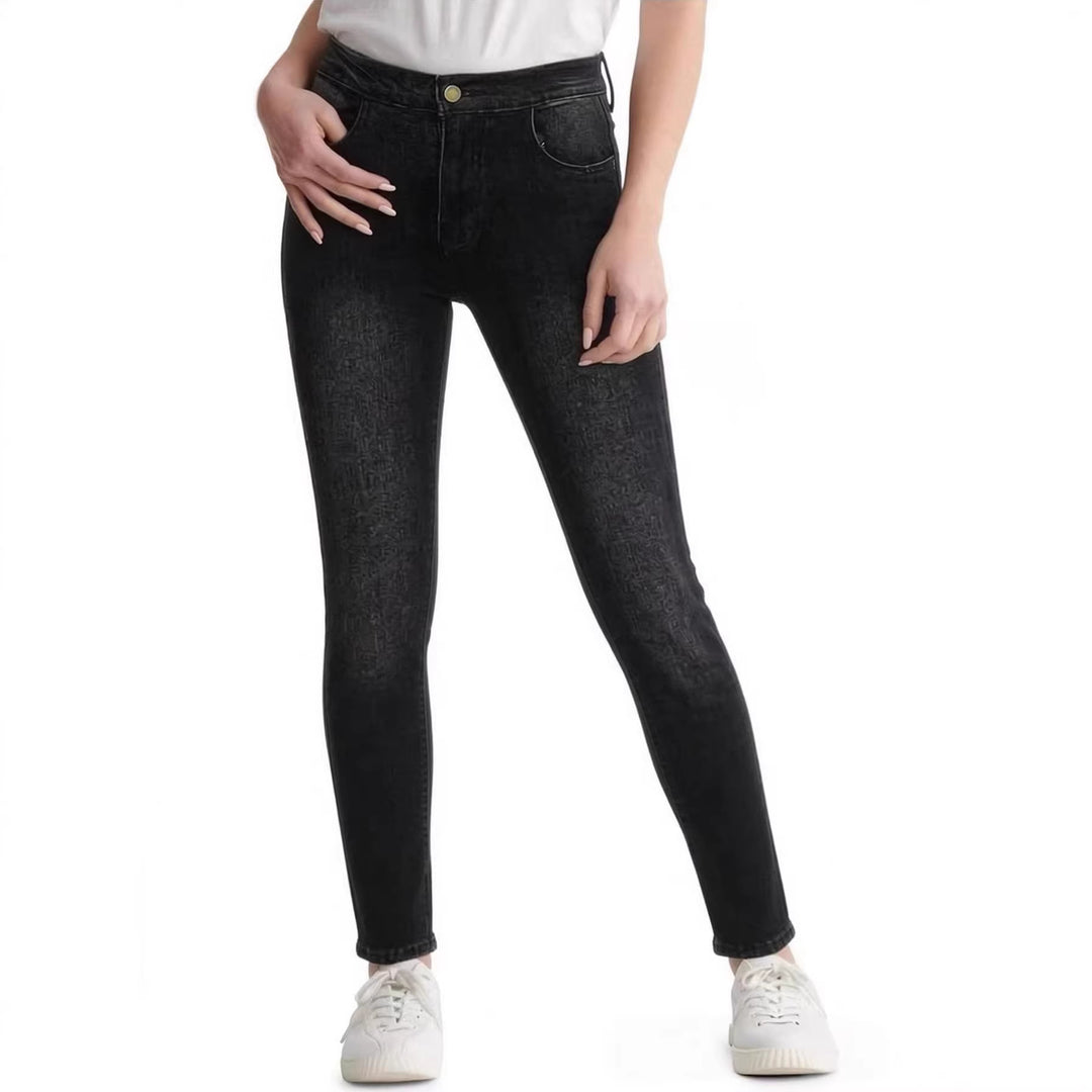 Dame Skinny Jeans i moderne Used-Look med høj talje og elastisk stretch Skovae