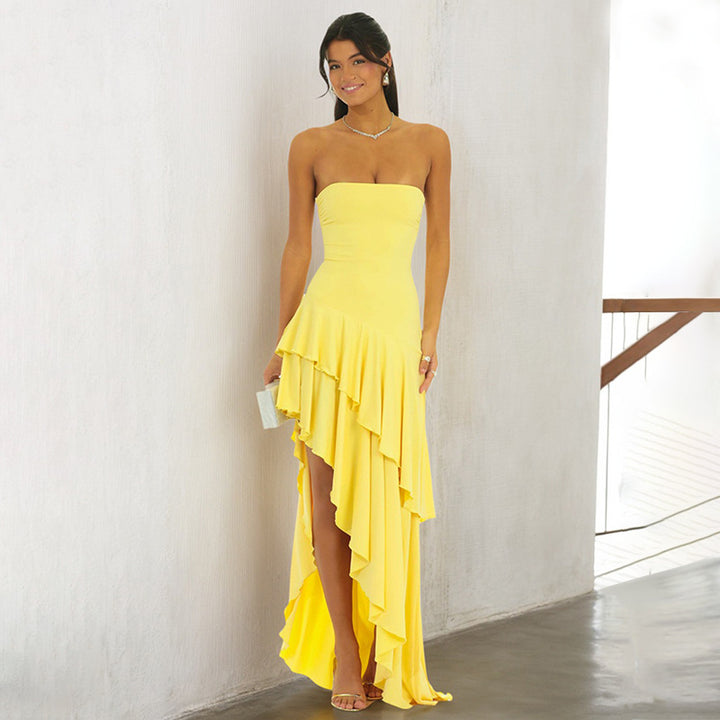 Dame Strapless High-Low Flæse Maxi Kjole Stilla