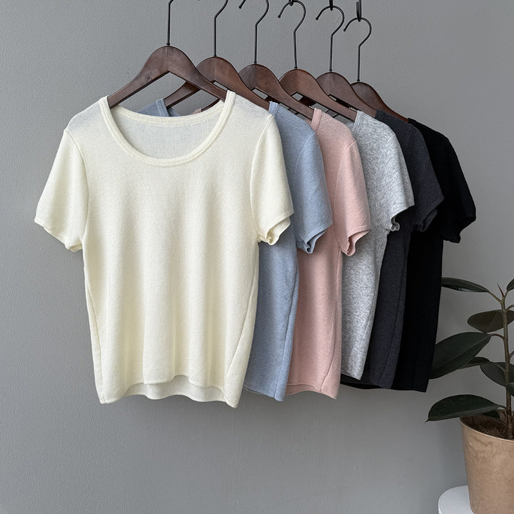 Dame simpel rund halsudskæring T-shirt i blødt materiale Stilla