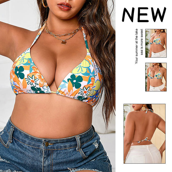 Damer triangel-bikinioberdel med moderne blomsterdesign Skovae