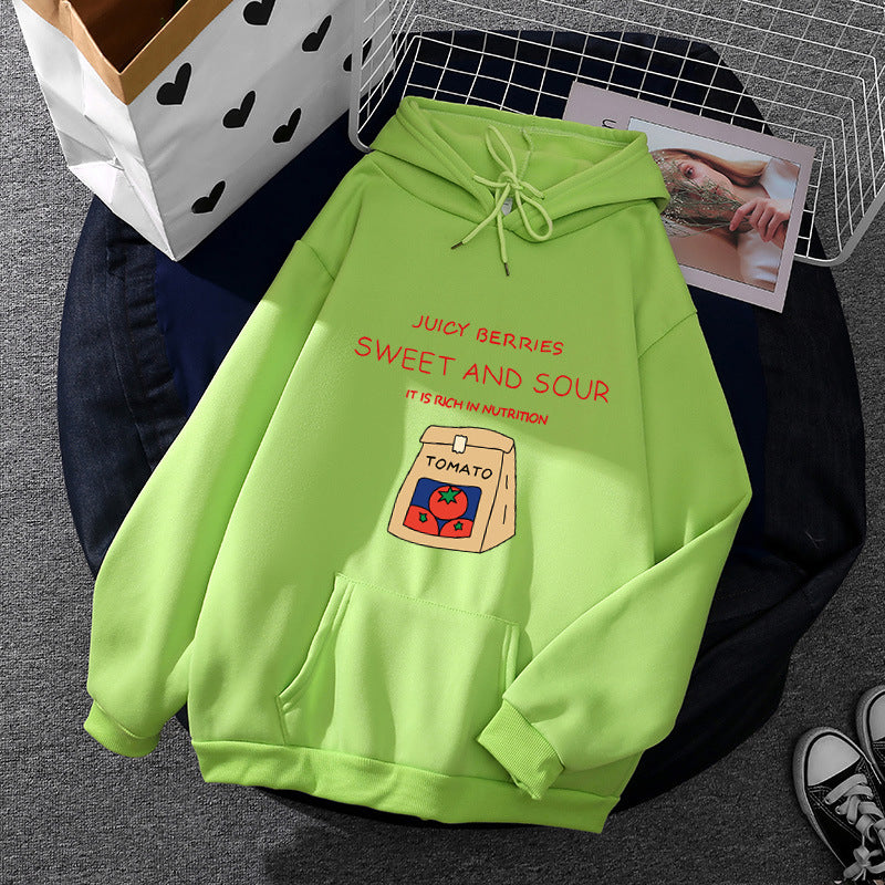 Kvindernes hoodie med unikt vitaminrigt print Stilla