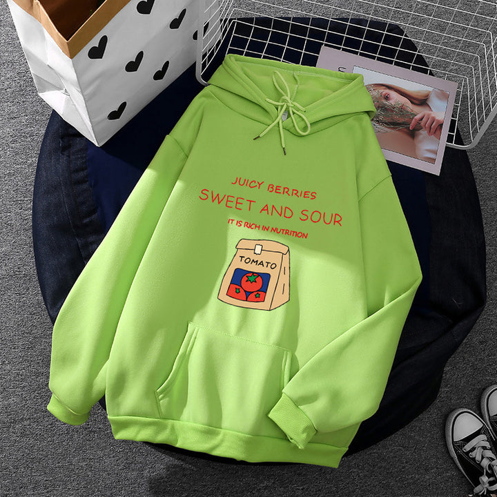 Kvindernes hoodie med unikt vitaminrigt print Stilla