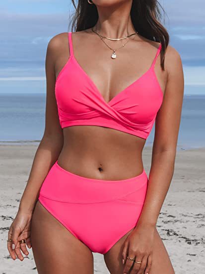 Dame bikini sæt med høj talje og indpaknings top Skovae
