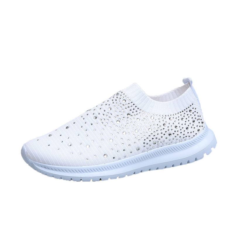 Dame sneakers med funklende strass-applikationer og elastisk strik-overmateriale Stilla