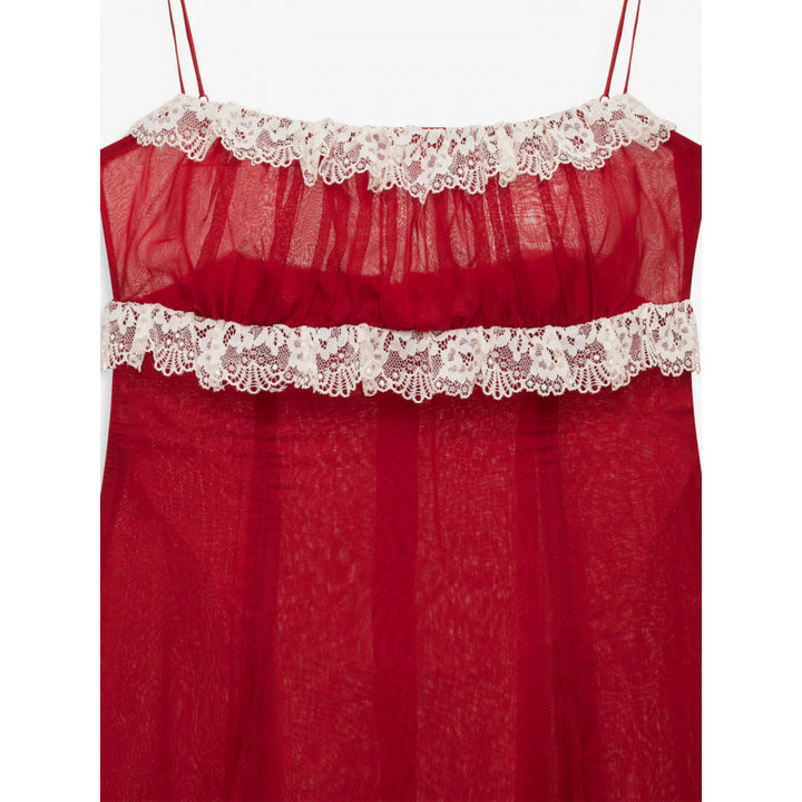 Damen Fließendes Midi-Kleid mit raffinierten Rüschendetails Skovae
