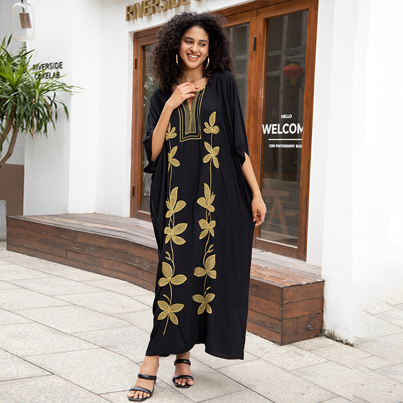 Dame Kaftan med detaljeret blomsterstikdesign Stilla