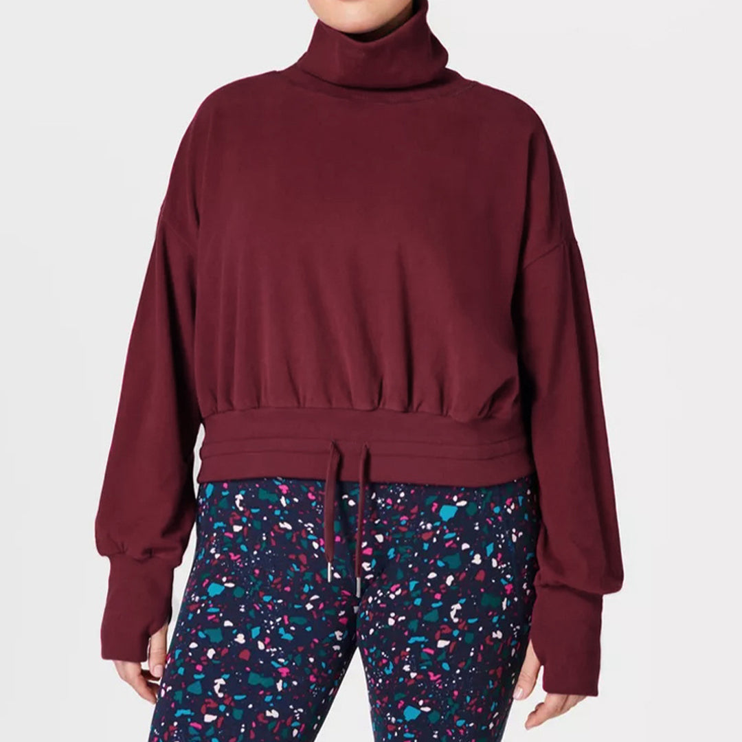 Damer afslappet sweatshirt med høj krave og elastisk bund Stilla