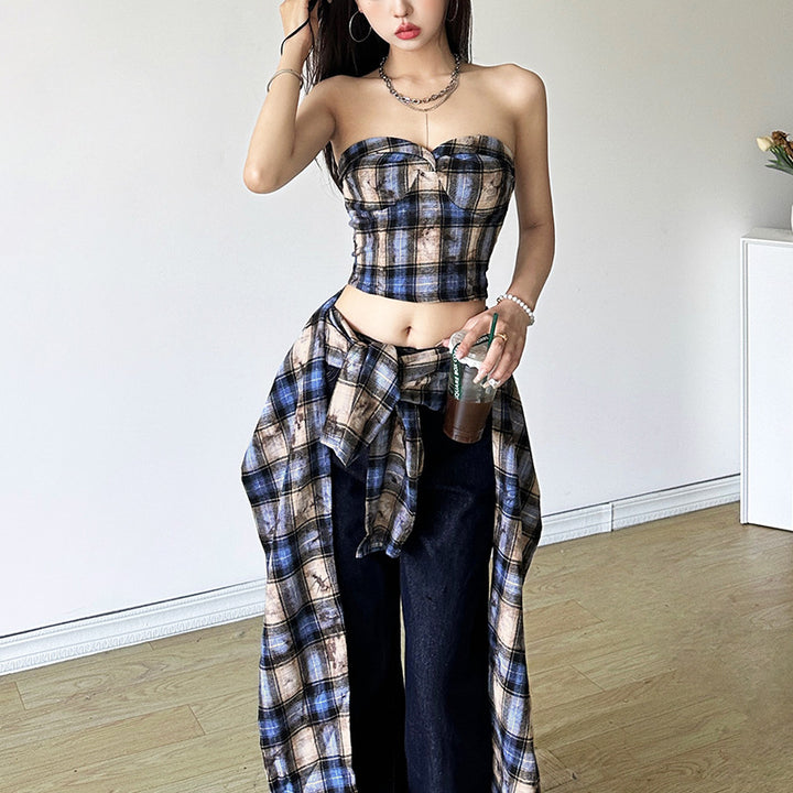 Dame Cropped top med moderne tern og innovativt bånddesign Stilla