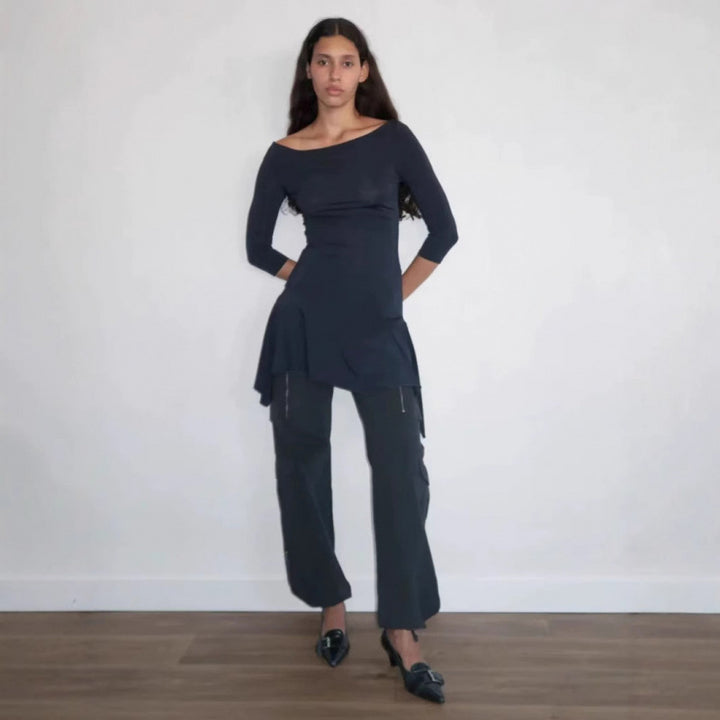 Dame asymmetrisk Off-Shoulder Mini-Kjole med Ruffle-Bund Stilla