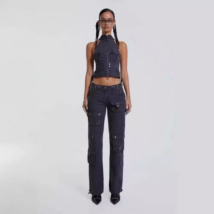 Dame Utility-inspireret cropped Jakke Stilla
