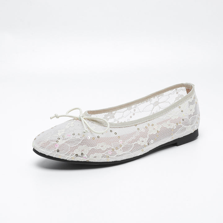 Dame Ballerinas i sart blonde med glimmerdetaljer Stilla