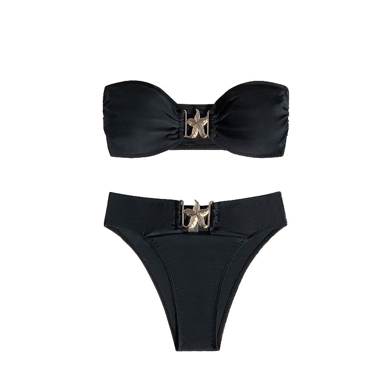 Dame bandeau bikini med elegant designelement Skovae