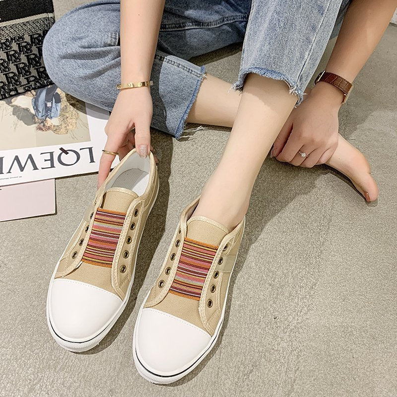 Dame afslappede Slip-On Sneakers med farvet tekstilbånd Stilla
