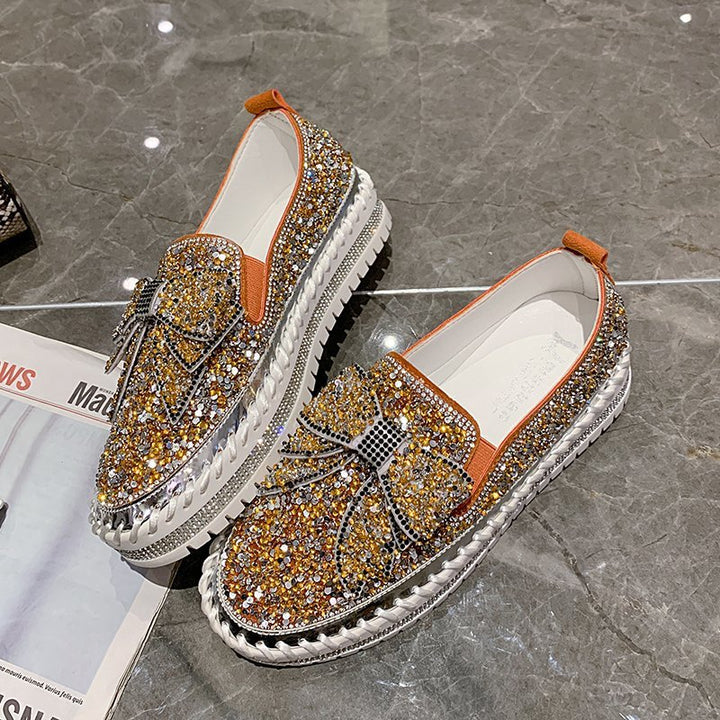 Dame Glitrende Slip-On Sko med moderne Sløjfe Stilla