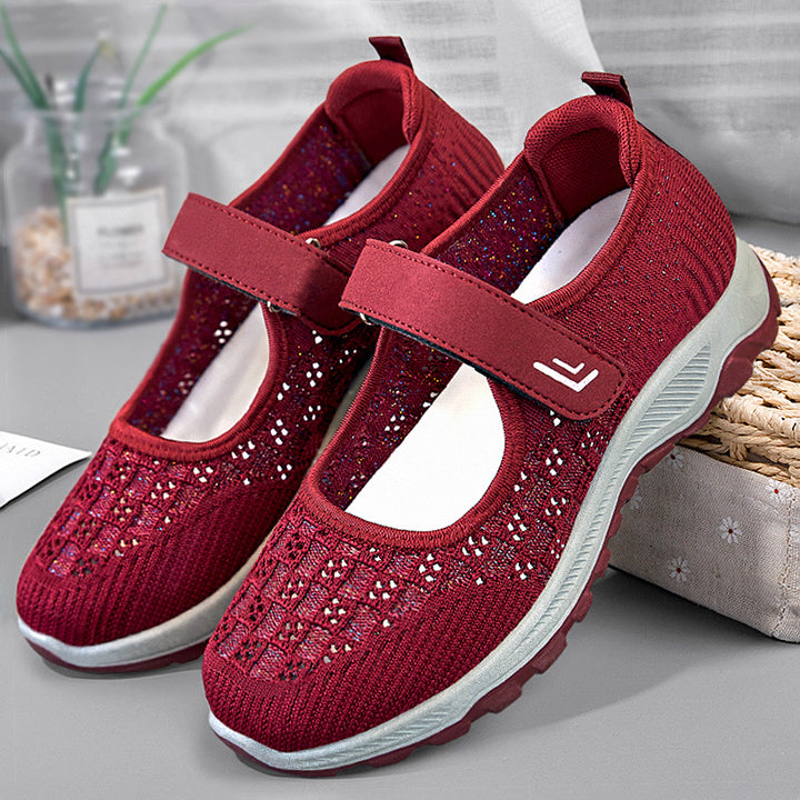 Femme Justerbare Stropper Slip-On Sportsko med åndbart Strikdesign Stilla