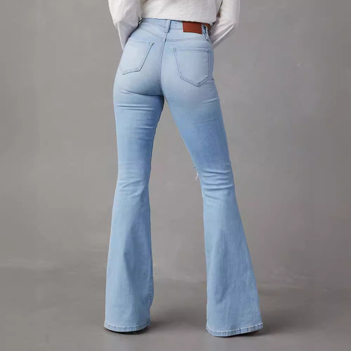 Dame Flared Jeans med revne-detaljer og høj talje Stilla