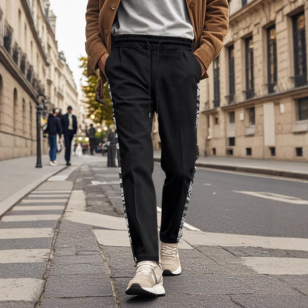 Herrer stilfulde joggingbukser med sideløst grafikdesign og elastisk talje Stilla