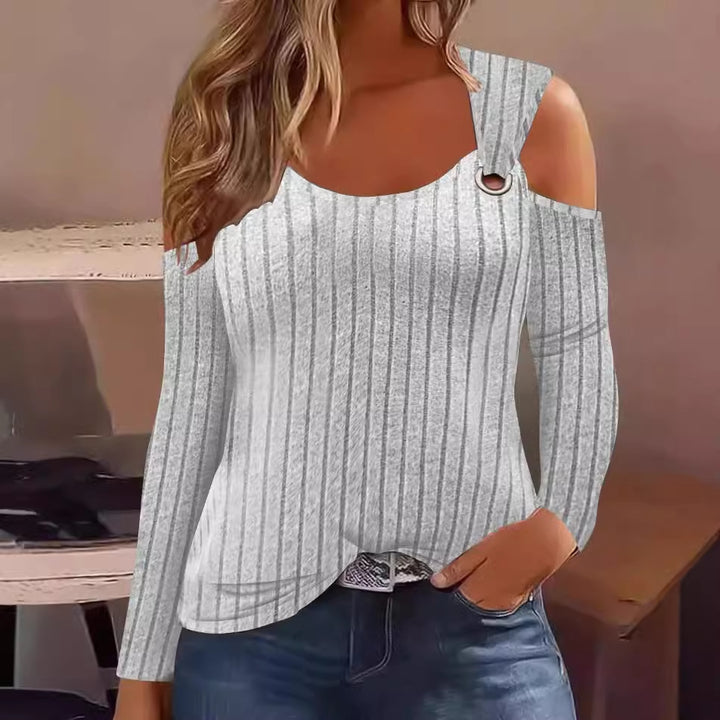 Dame Off-Shoulder top med dekorrative ribzoner og moderigtigt snit Stilla