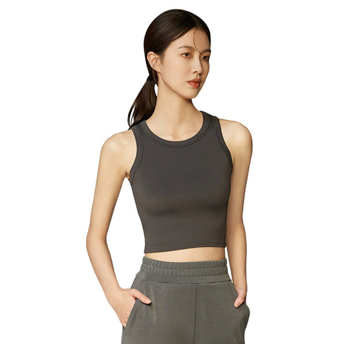 Dame sportslig fitness-crop-top med åndbar teknologi og særlig snit Stilla