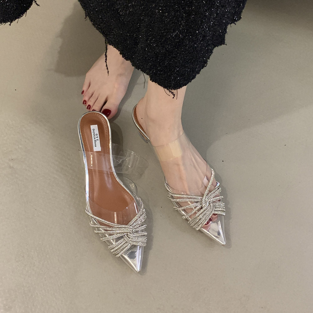 Damer High Heel Sandaler med transparente stropper og funk­lende perledetaljer Stilla