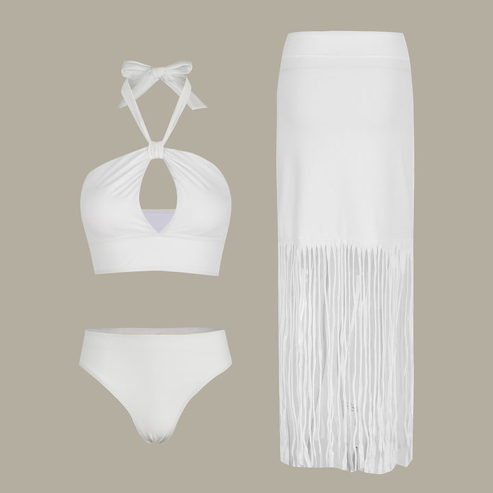 Dame bikinisæt med trendy frynser og elegante bindebånd Stilla