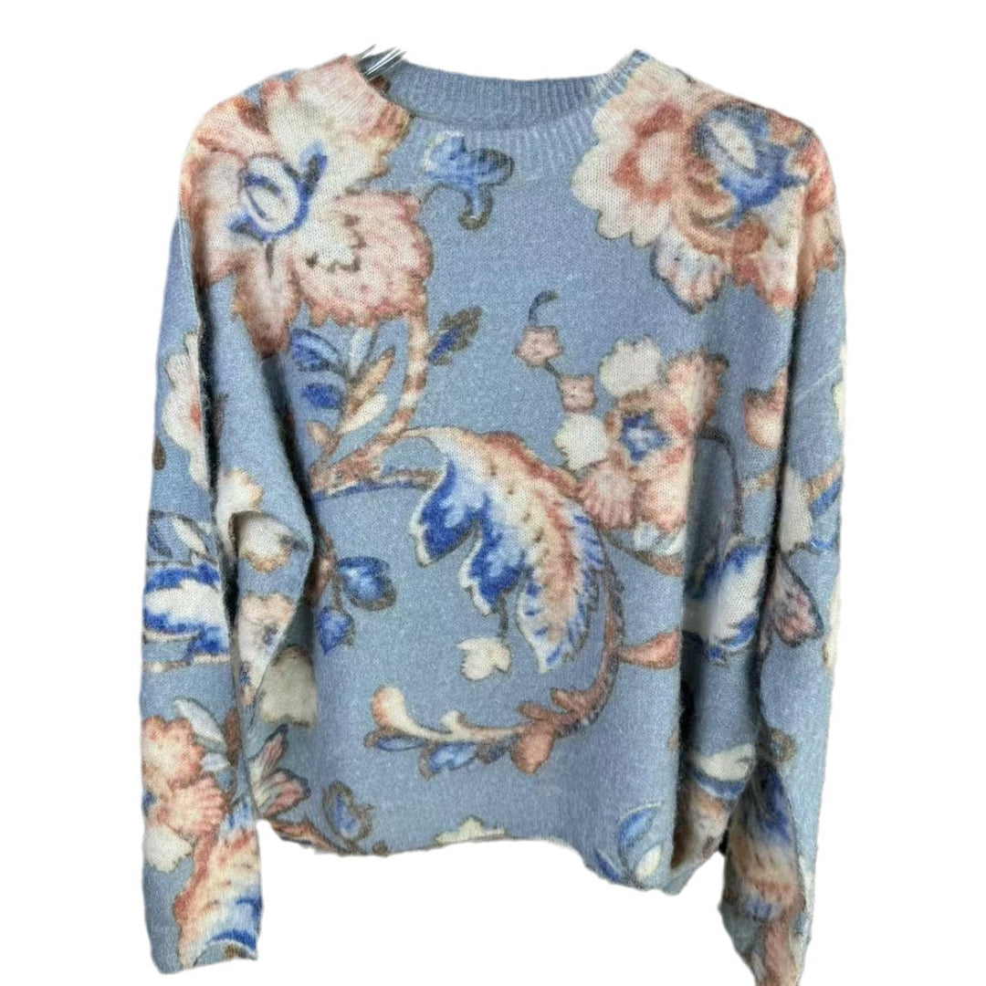 Dame strikpullover med floralsk mønster og luksuriøs cashmere-blanding Stilla