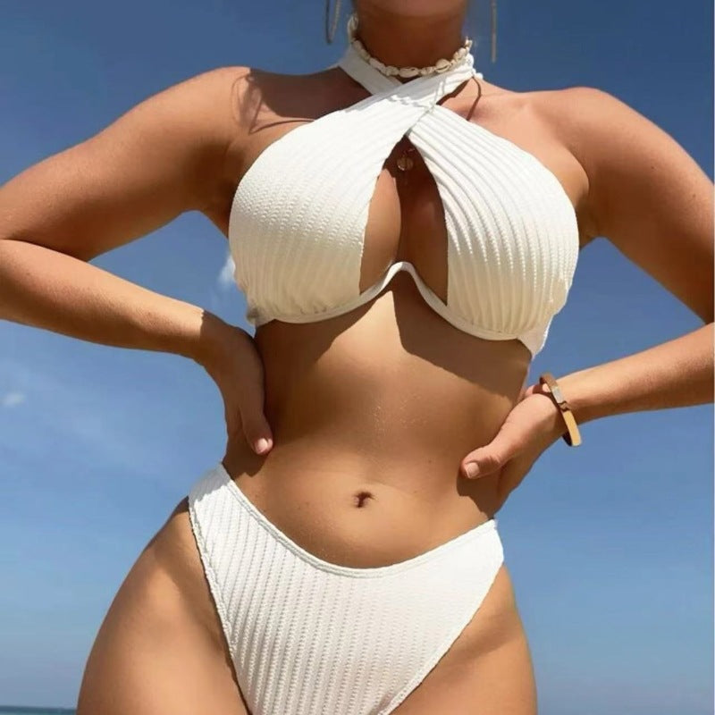 Dame Bikini-sæt med innovativt vikledesign og høj talje Stilla