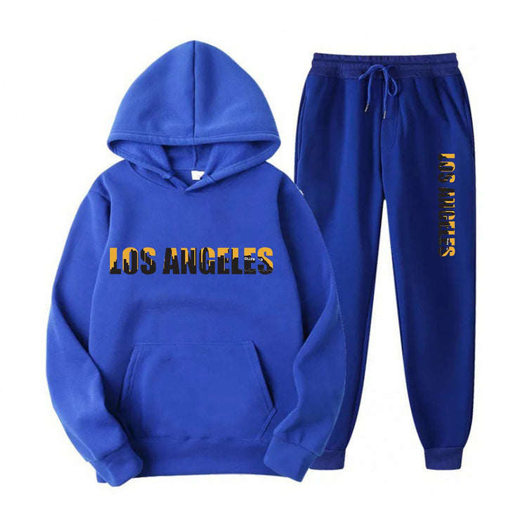 Kvinders fritids hoodie og joggingbukser sæt med casual Los Angeles skrifttype Skovae