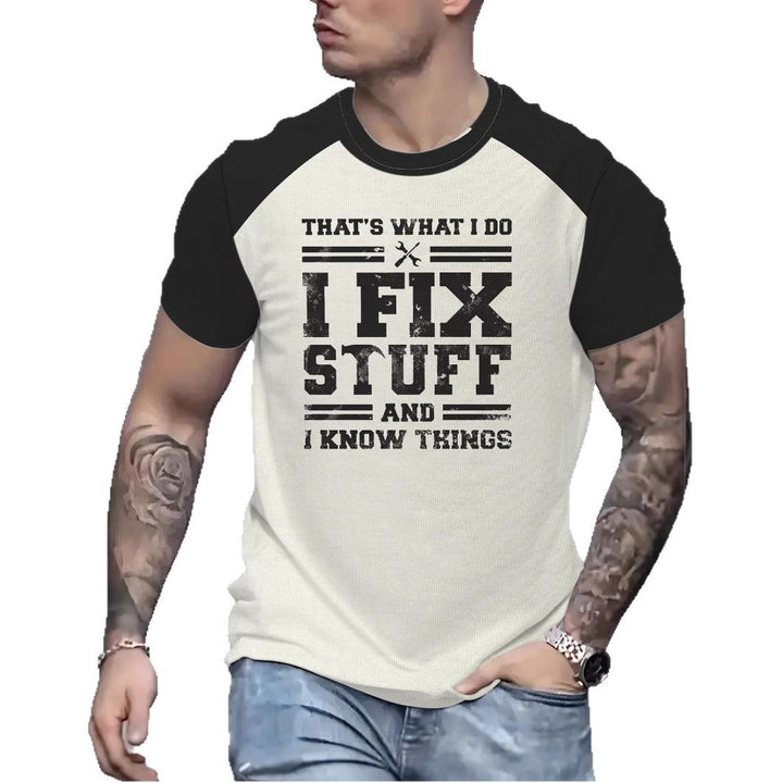Herrer T-shirt med kreativ håndværkertryk og afslappede raglanærmer Stilla