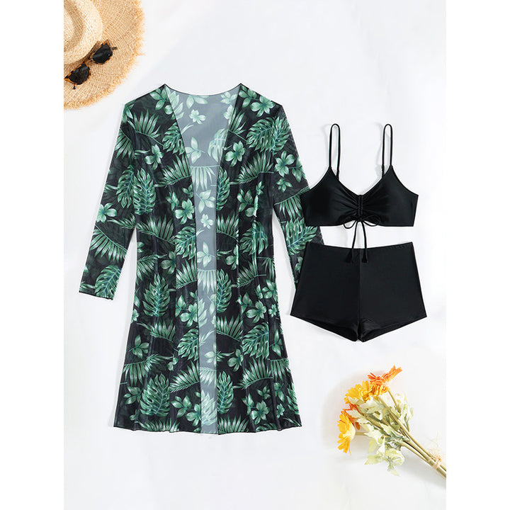 Dame Tropical Print Cover-Up og Badedragt Sæt Stilla