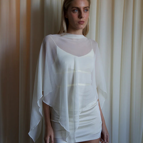 Dame stilfuld gennemsigtig poncho-bluse Stilla