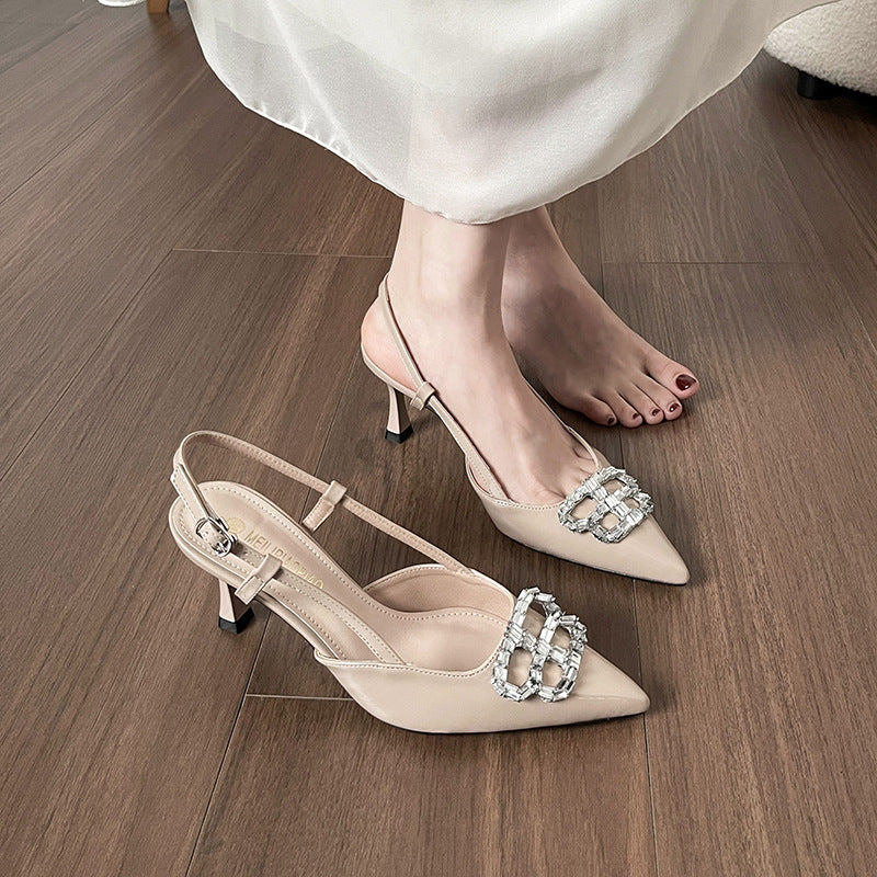 Dame Sling-Pumps med funklede dekorelementer og elegant hælhøjde Stilla