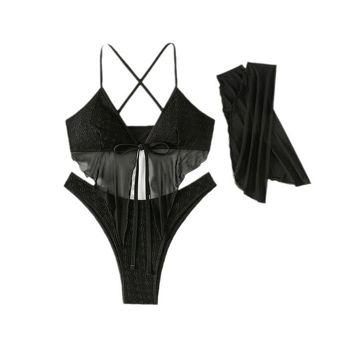 Dame bikini-sæt med gennemsigtigt top og elegante flæser Stilla