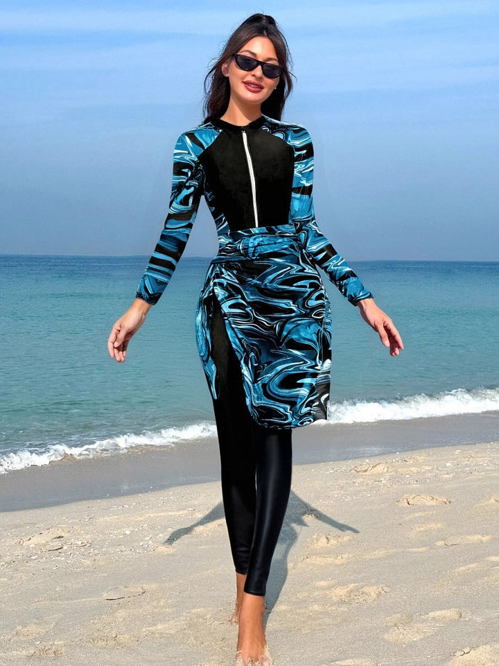 Dame Sportslig Surfdragt med Wrap Skirt Skovae