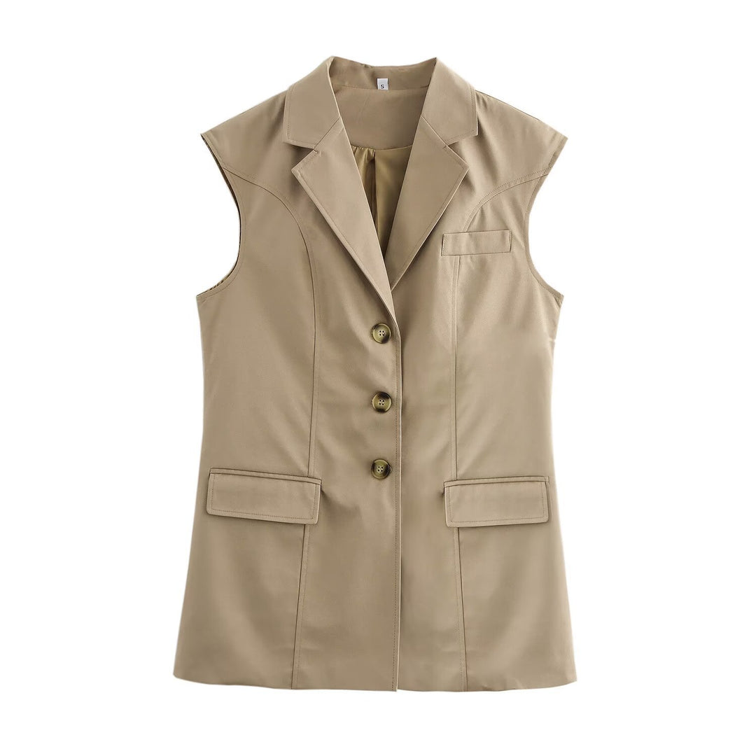 Femme figursyet ærmeløs blazer-vest Stilla
