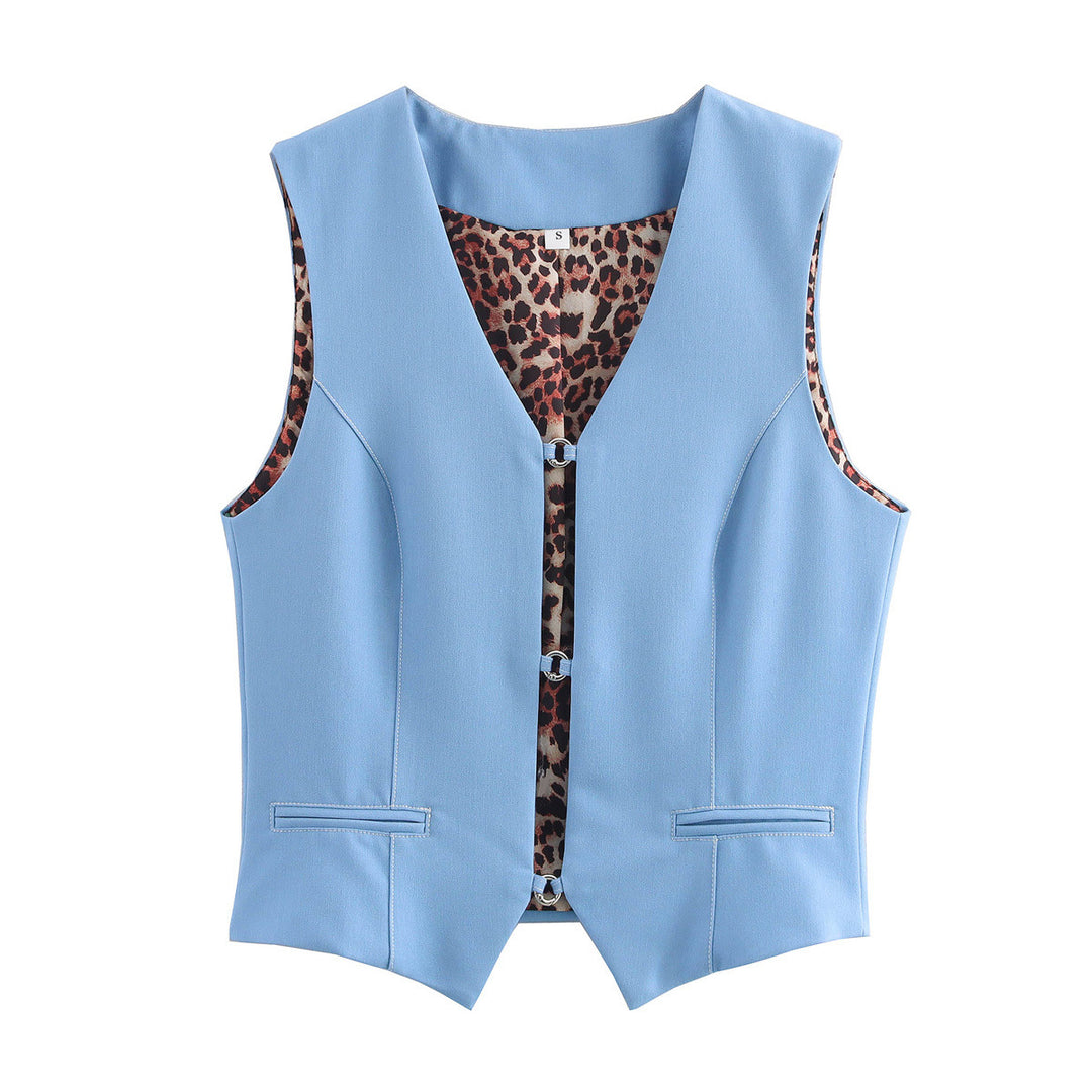 Femme Sleek Tailored Vest med leopardmønstret-fór Stilla