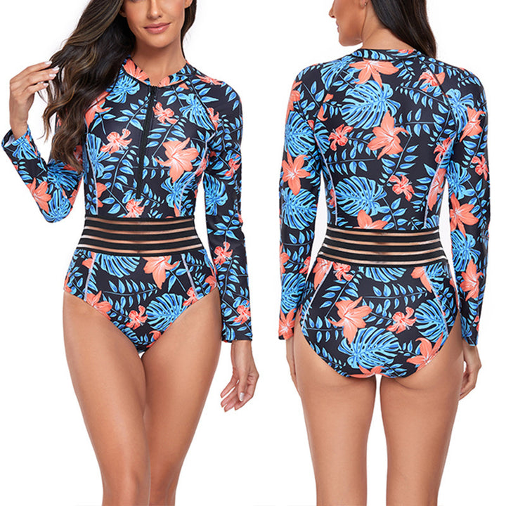 Dame Sports UV-beskyttende surfdragt med blomsterprint og lynlås Stilla