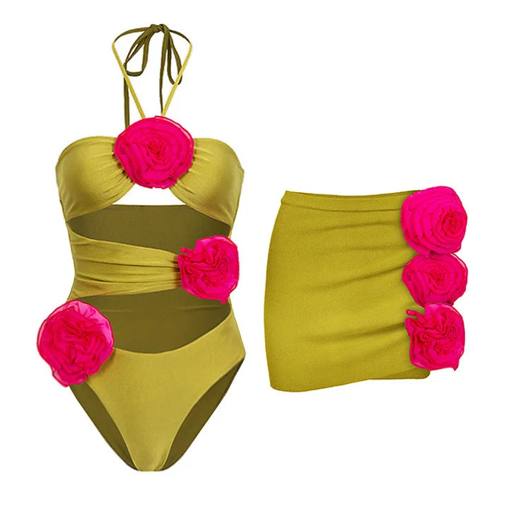 Dame Bikiniset med blomster ruffles design Skovae